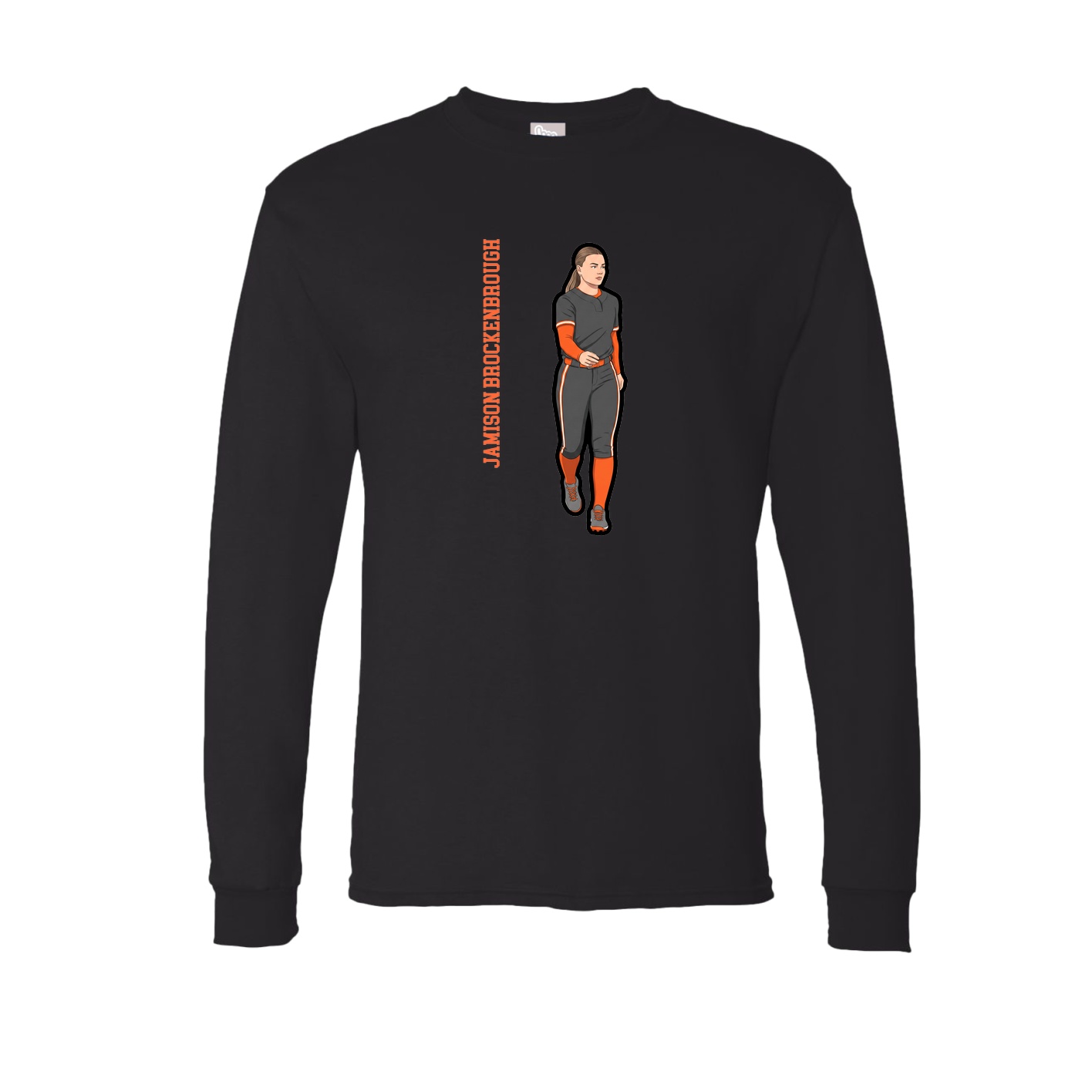 Long Sleeve Tee — Name Vertical in Black
