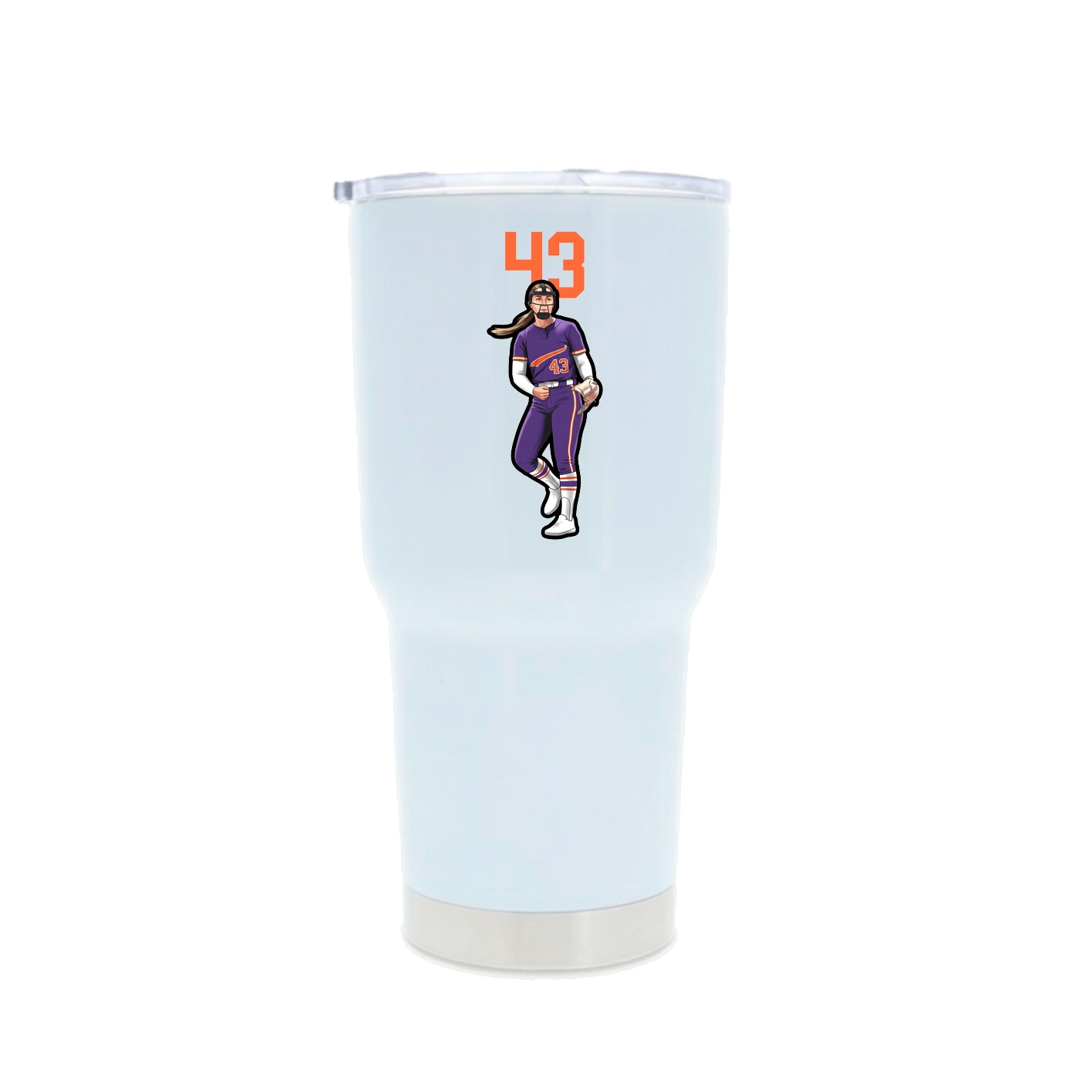 30oz Stainless Steel Tumbler — Number Top in White