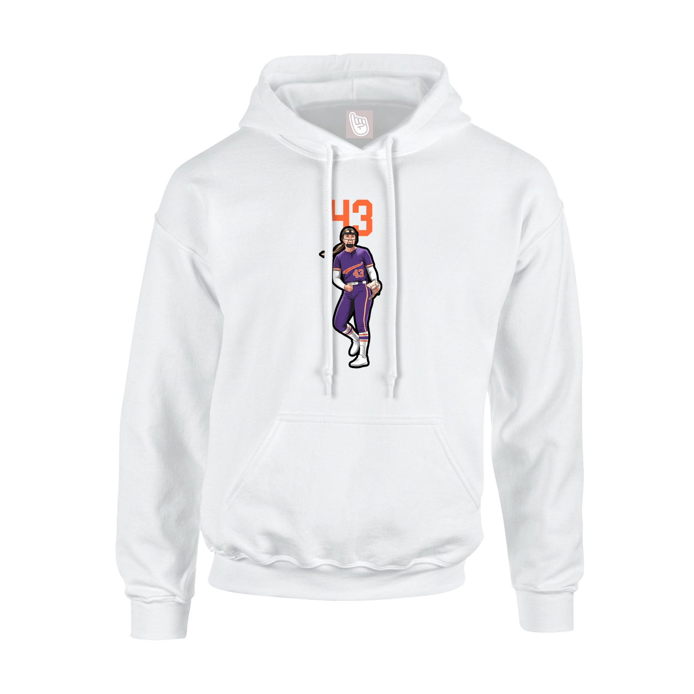 Youth Hoodie — Number Top in White
