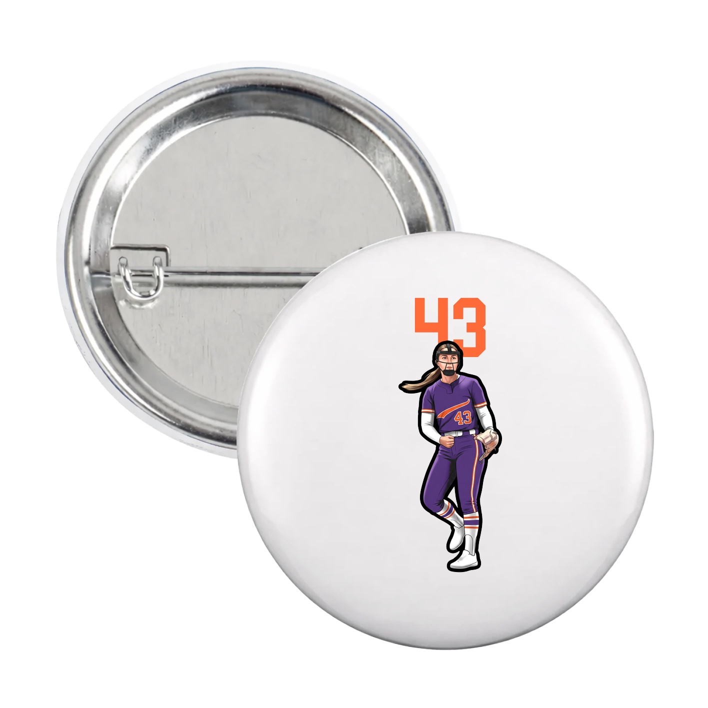 Game Day Button — Number Top in White