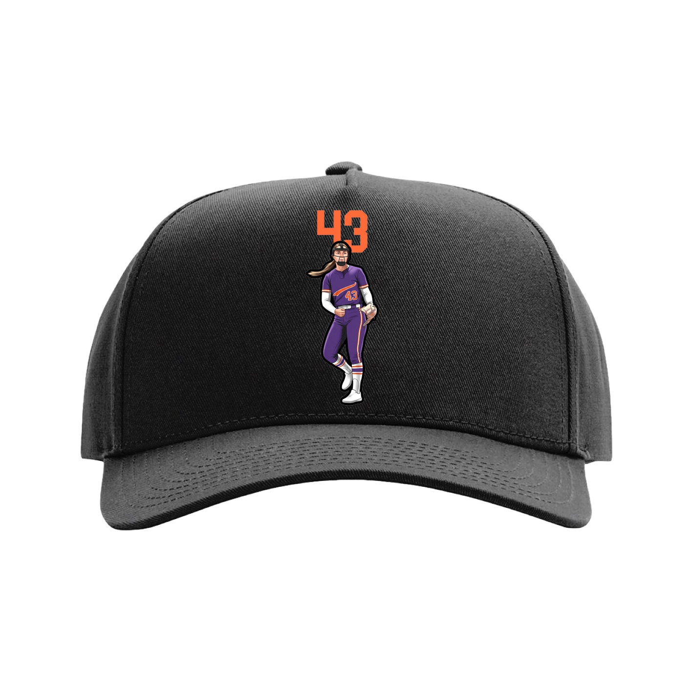 Full Fabric Five-Panel Champ Cap — Number Top in Black