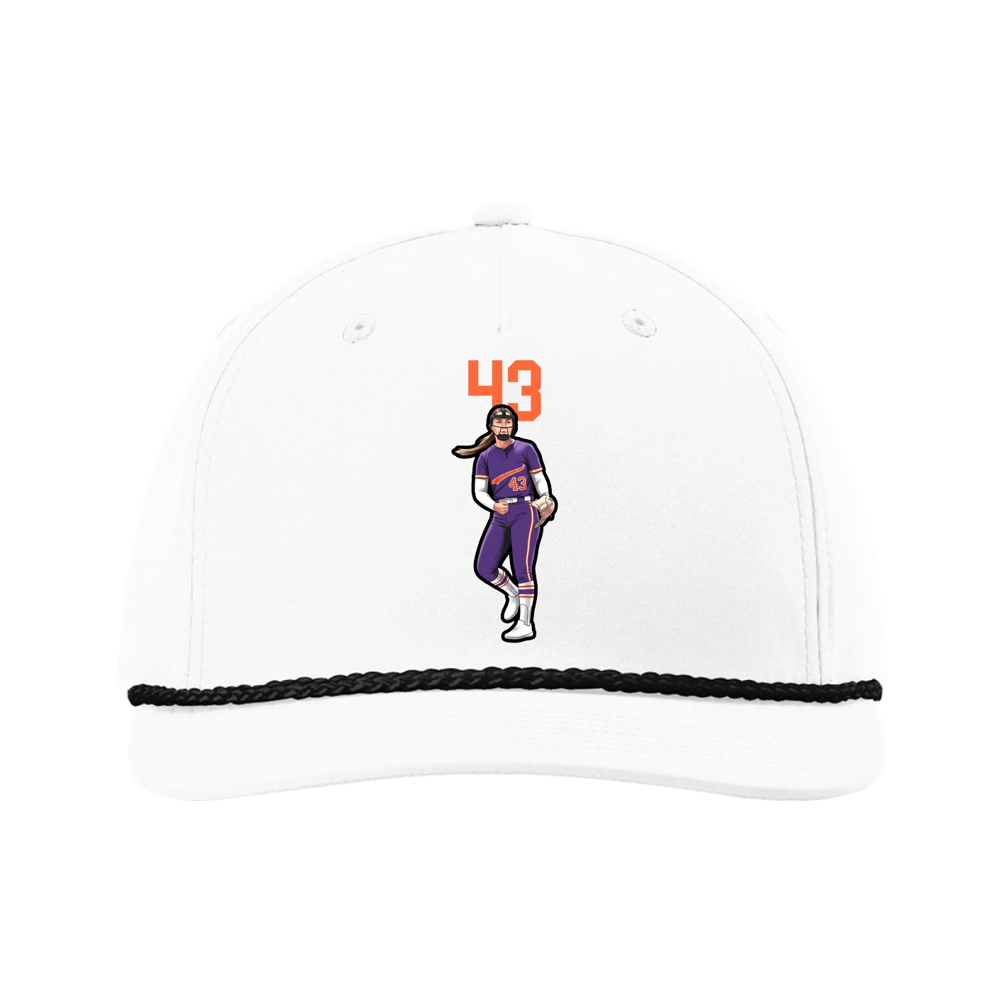 Five-Panel Classic Rope Cap — Number Top in White