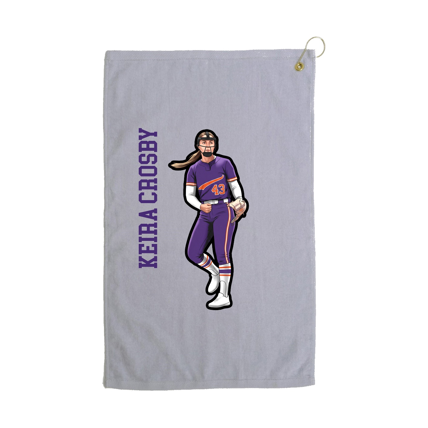 Golf Towel — Name Vertical in Grey