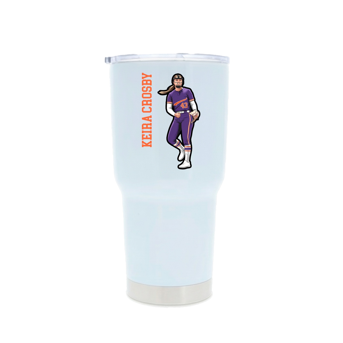 30oz Stainless Steel Tumbler — Name Vertical in White