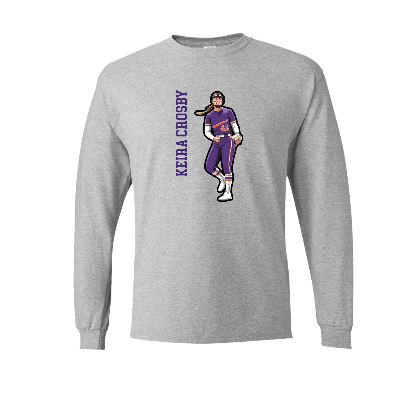 Long Sleeve Tee — Name Vertical in Grey