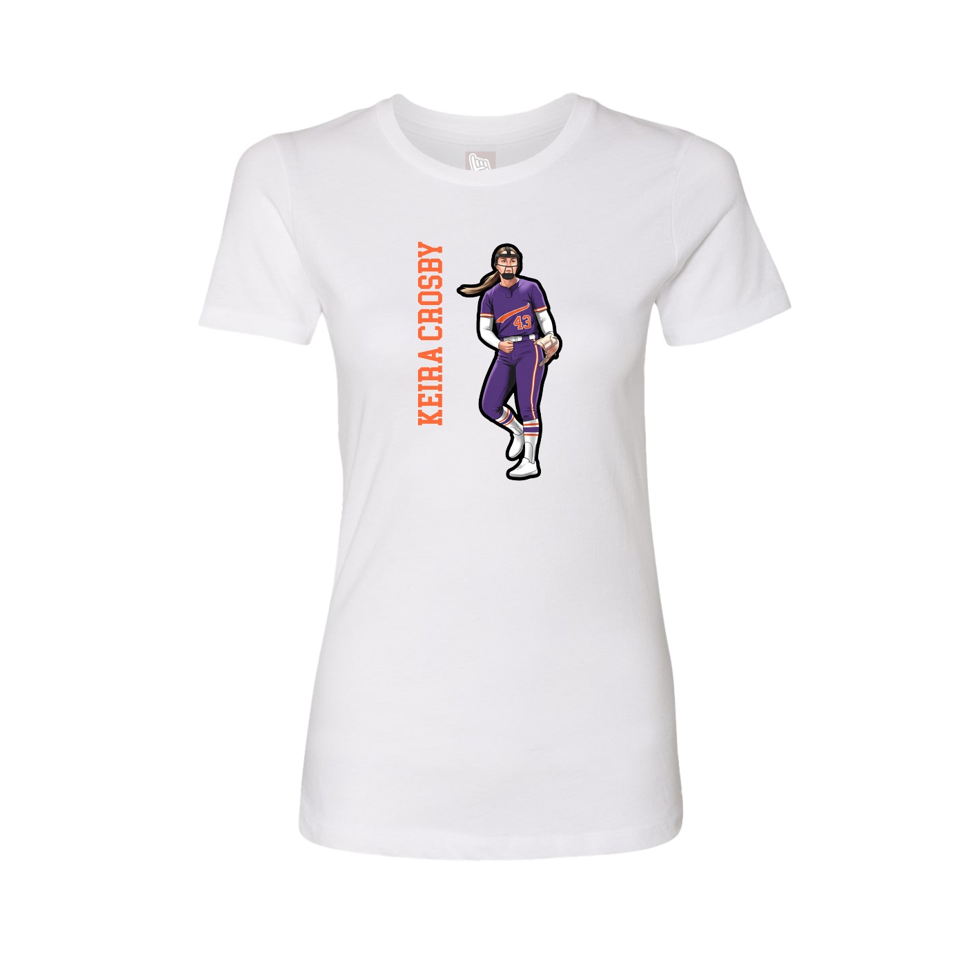Fitted Women's Tee — Name Vertical in White