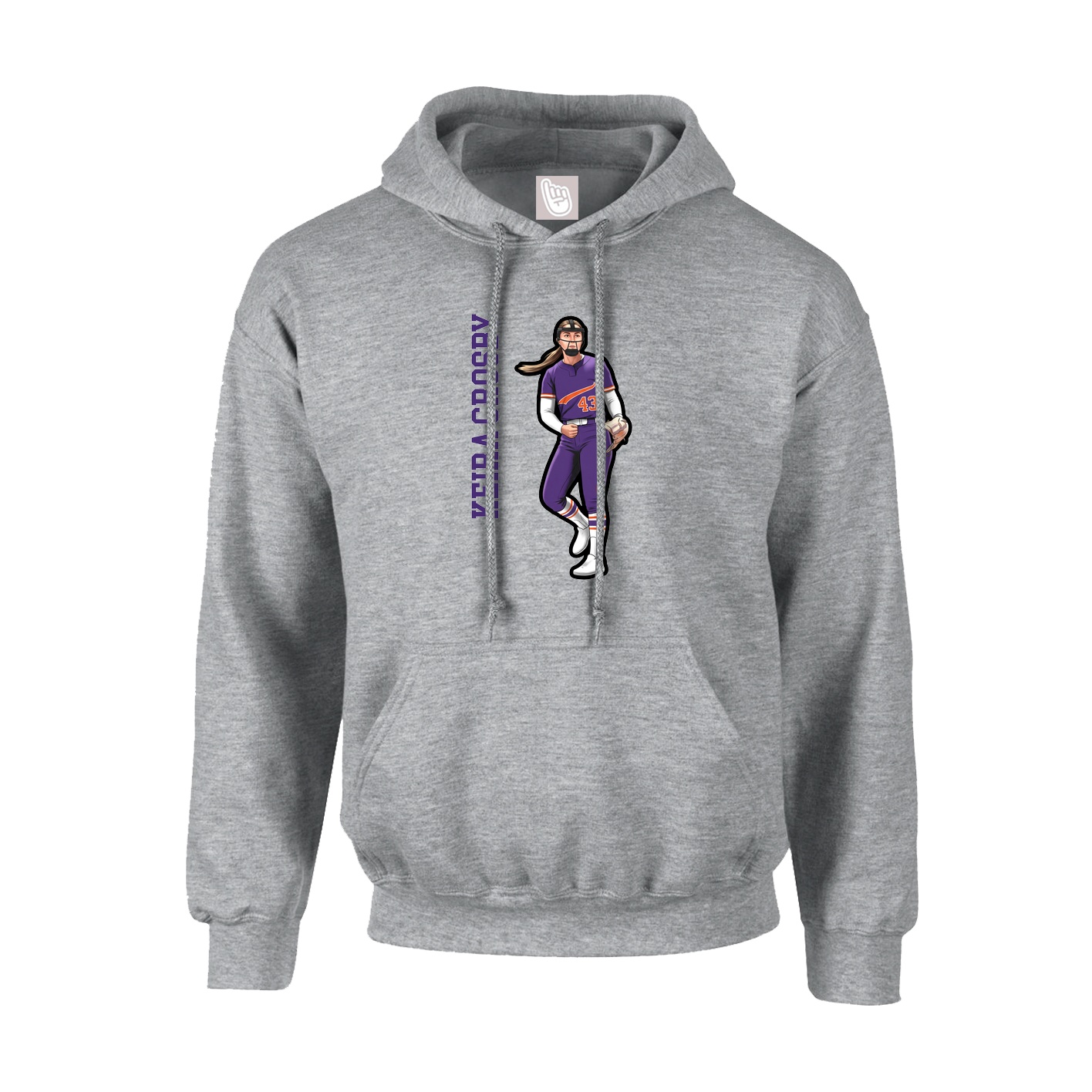 Hoodie — Name Vertical in Grey
