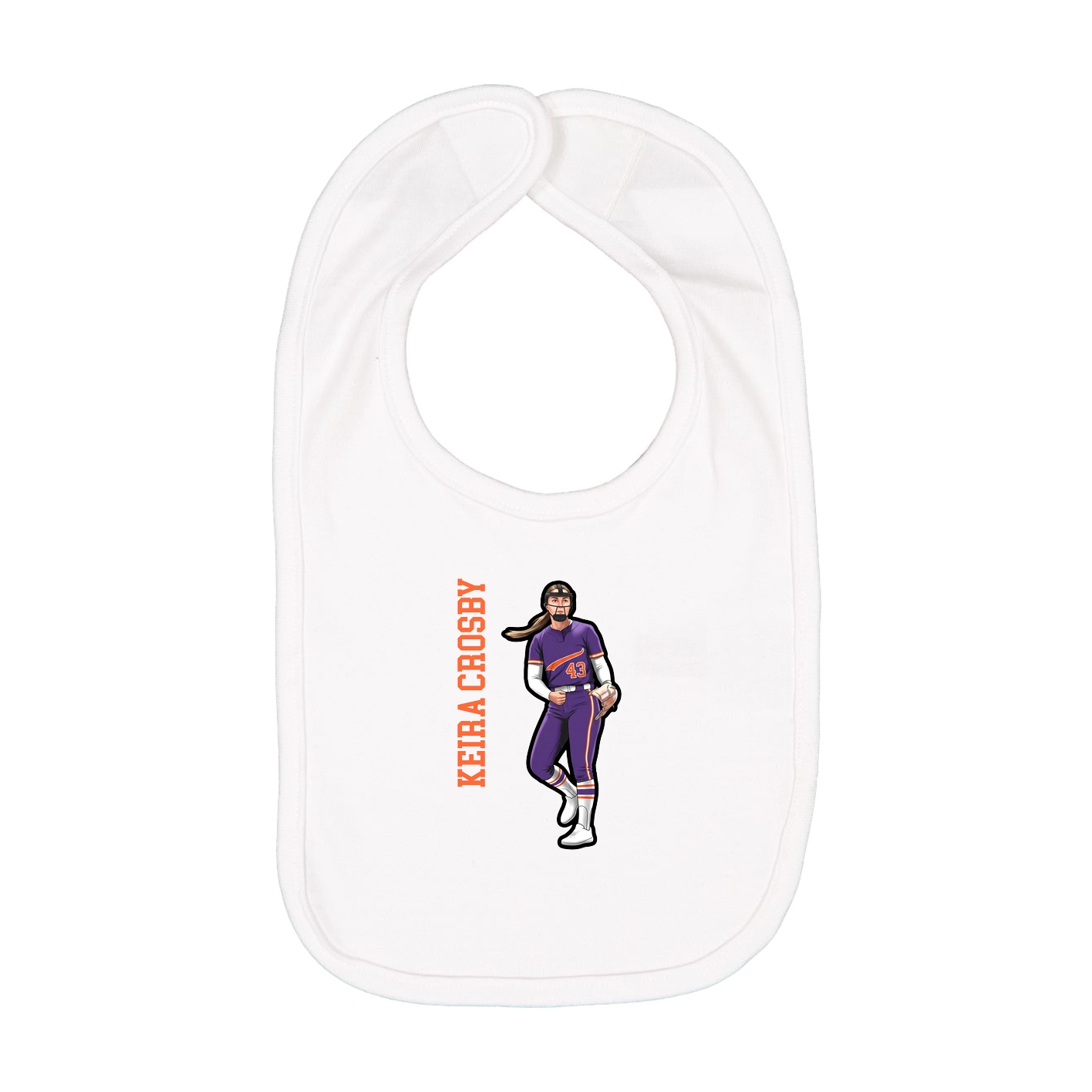 Infant Bib — Name Vertical in White