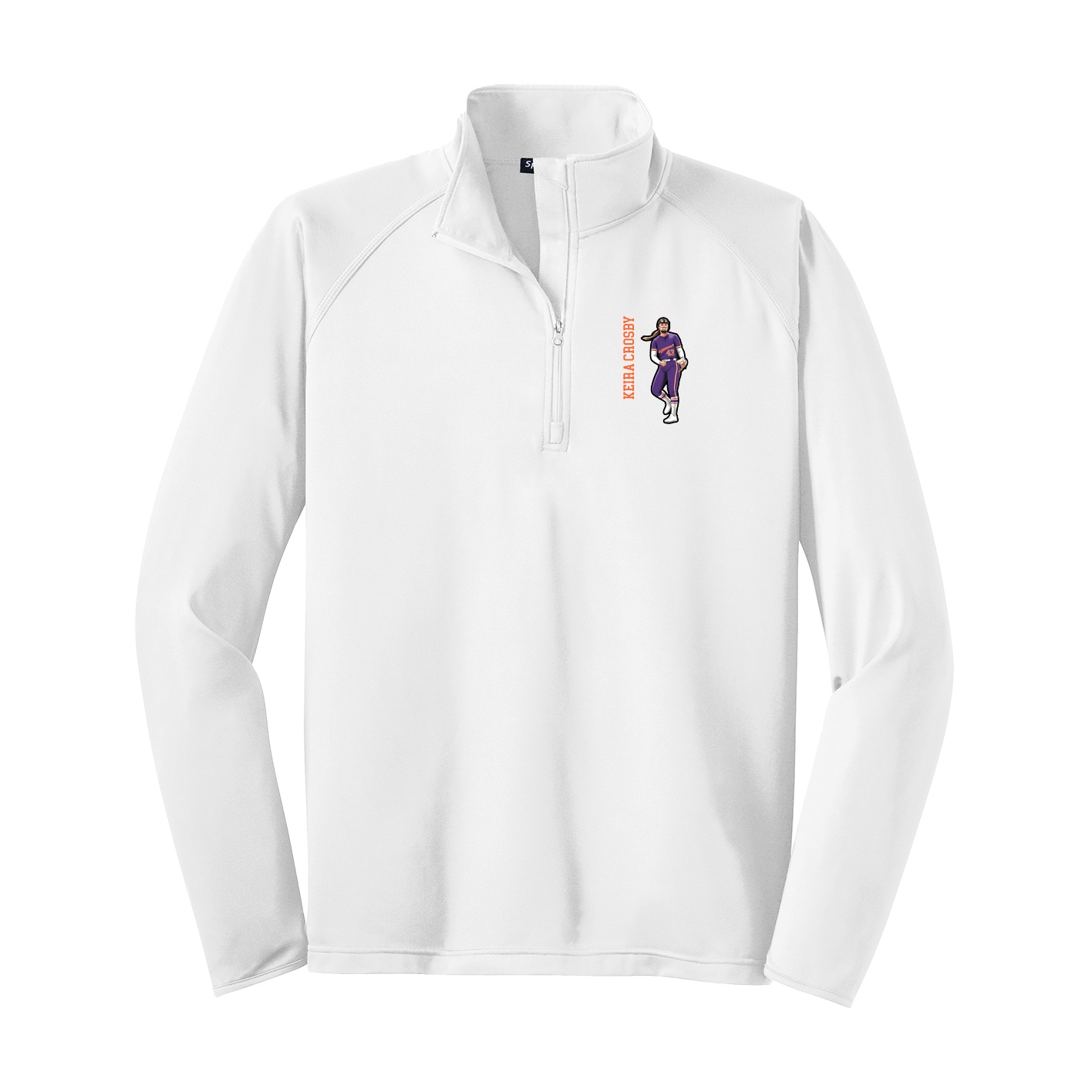 Q-Zip Pullover — Name Vertical in White