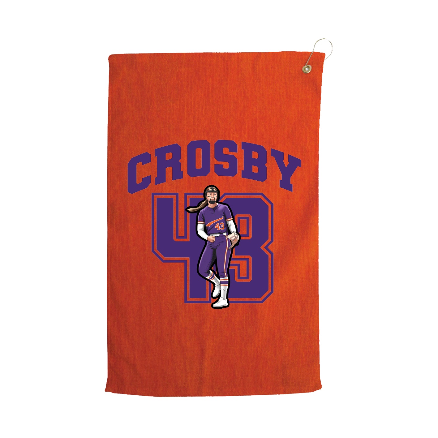 Golf Towel — Number in Orange
