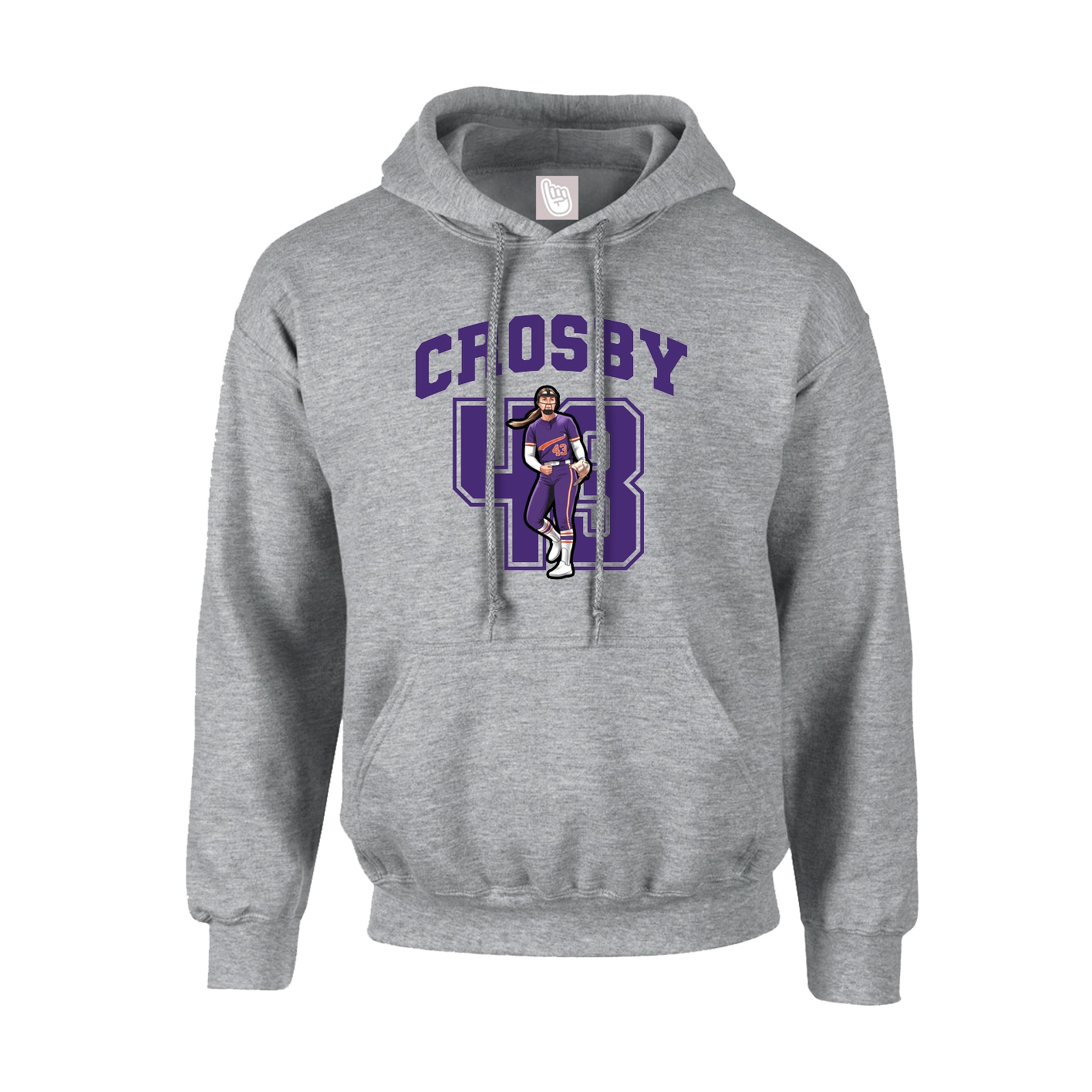 Youth Hoodie — Number in Grey