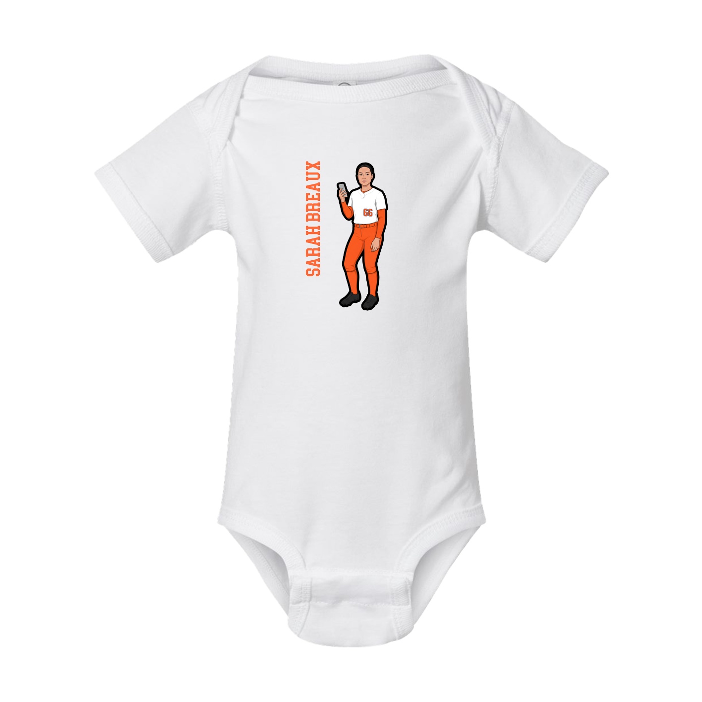 Baby Onesie — Name Vertical in White