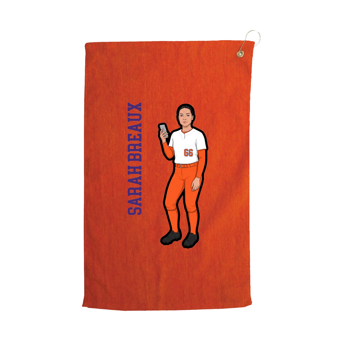 Golf Towel — Name Vertical in Orange