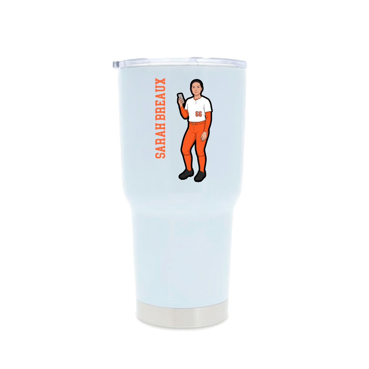 30oz Stainless Steel Tumbler — Name Vertical in White