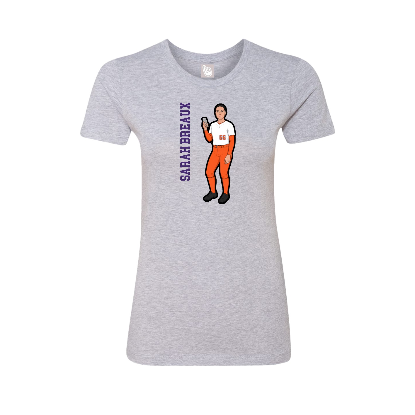 Fitted Women's Tee — Name Vertical in Grey