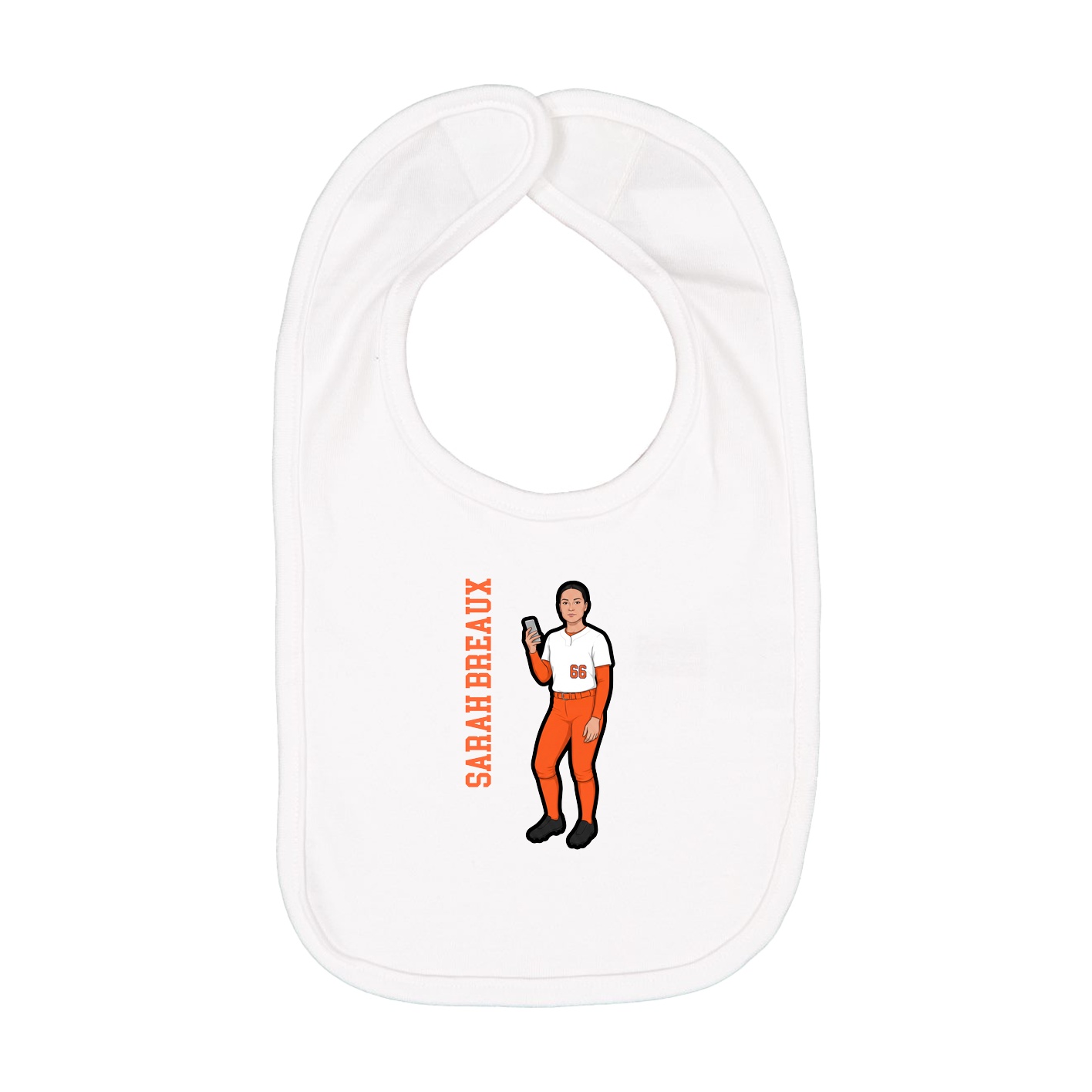 Infant Bib — Name Vertical in White