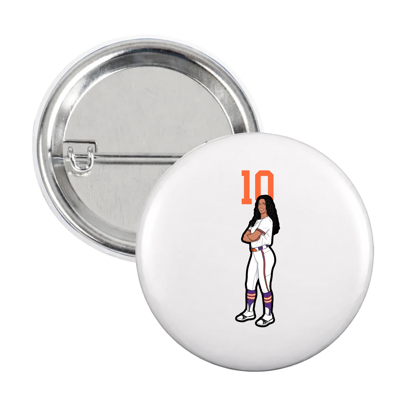 Game Day Button — Number Top in White