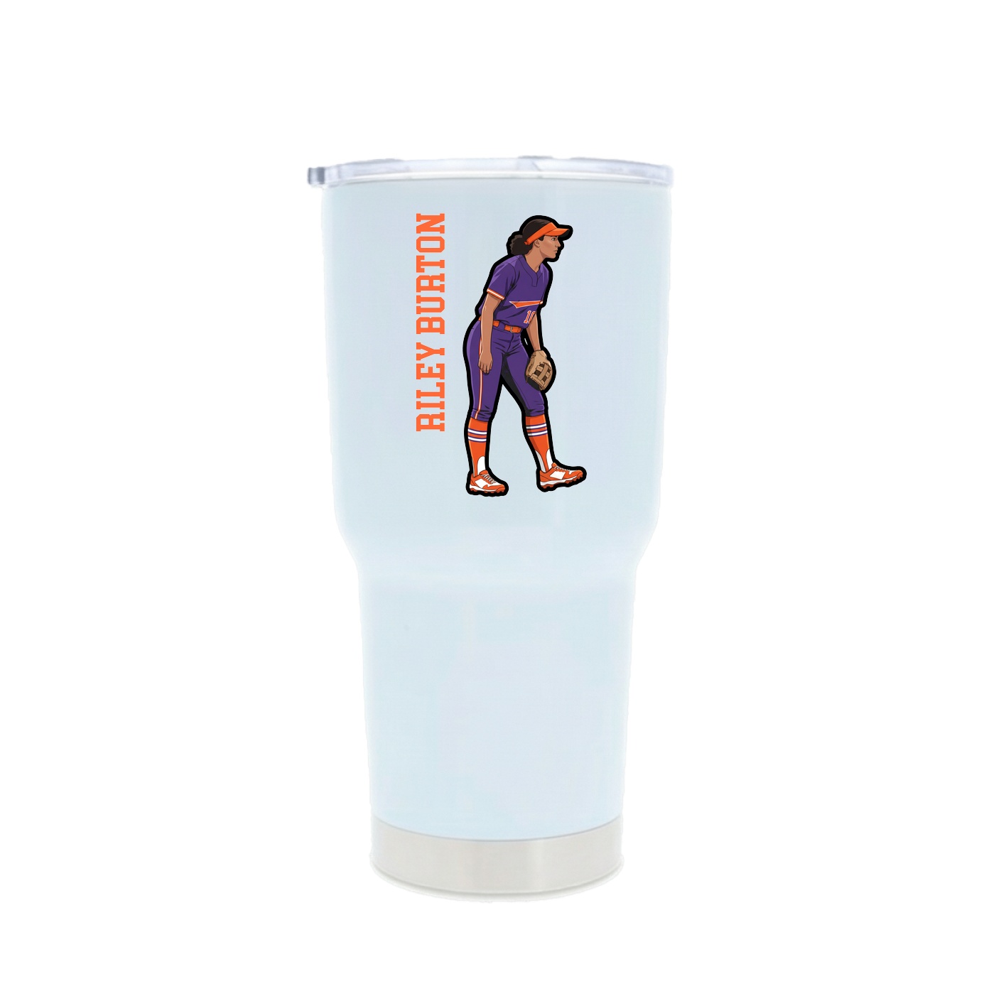 30oz Stainless Steel Tumbler — Name Vertical in White