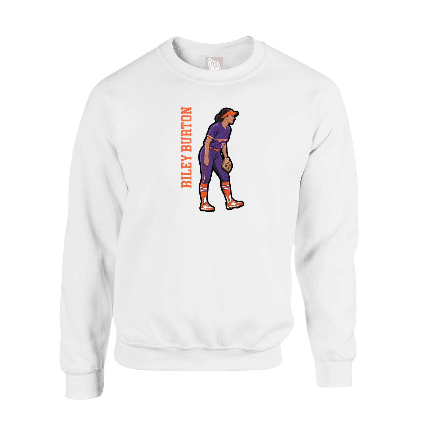 Fleece Crew — Name Vertical in White