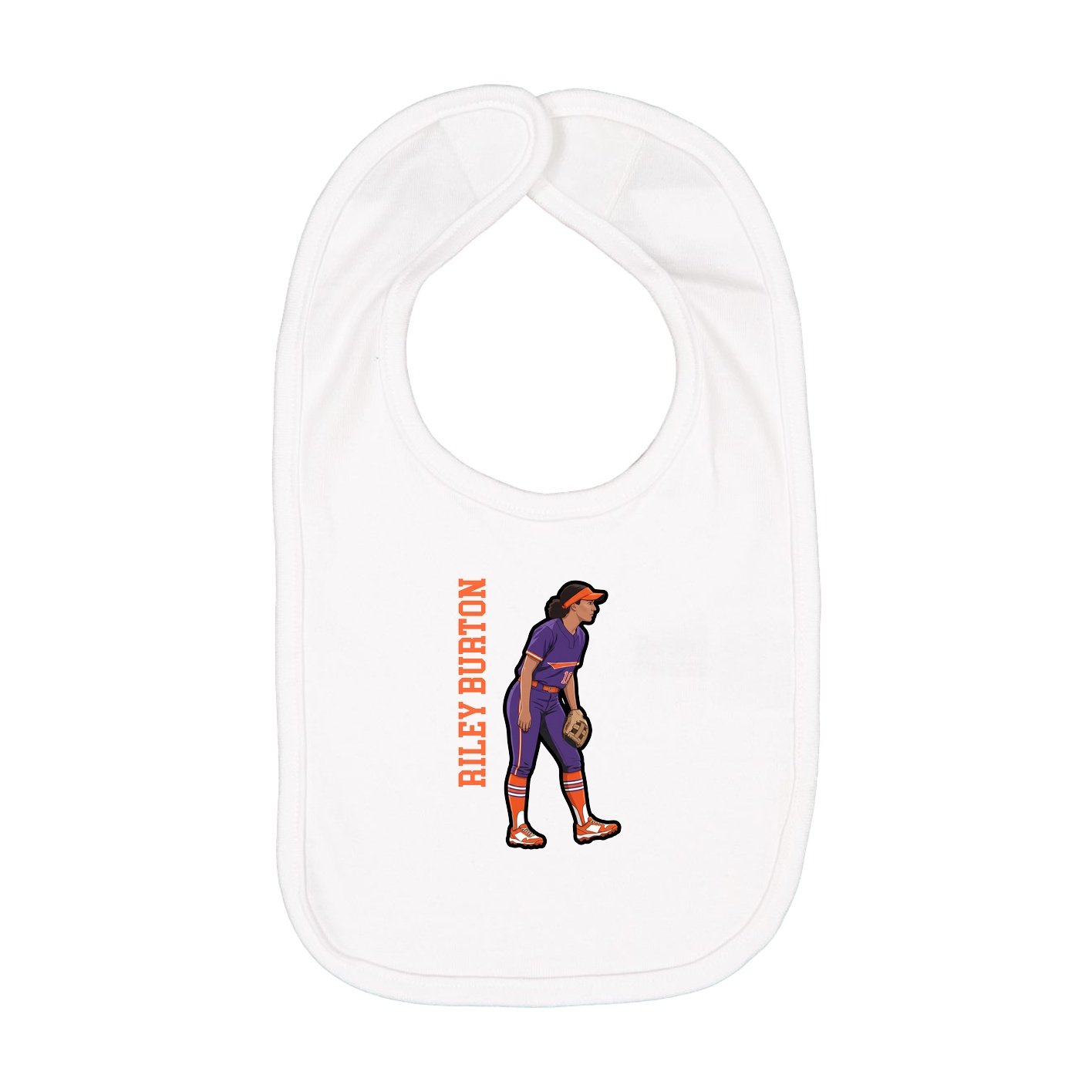 Infant Bib — Name Vertical in White