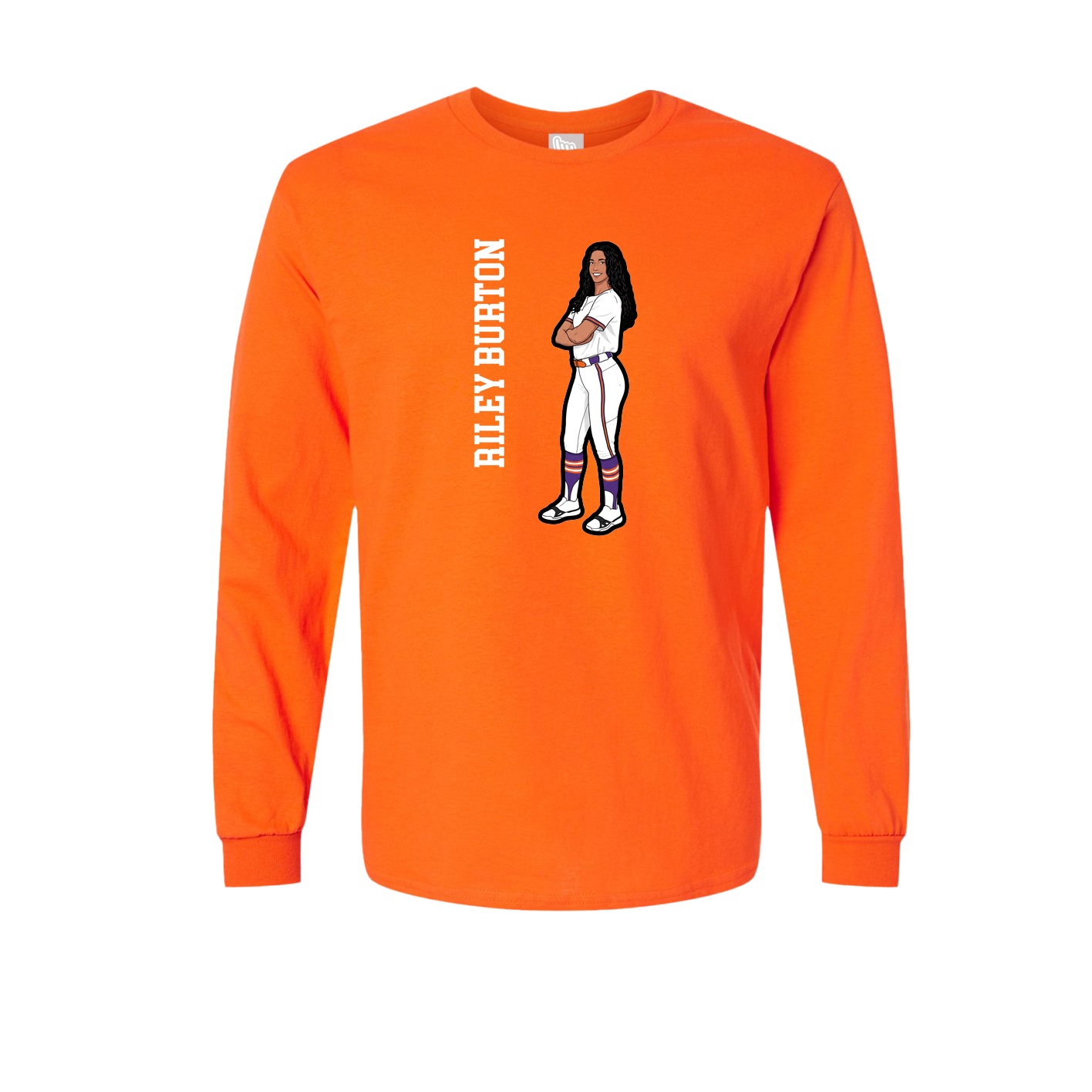 Long Sleeve Tee — Name Vertical in Orange