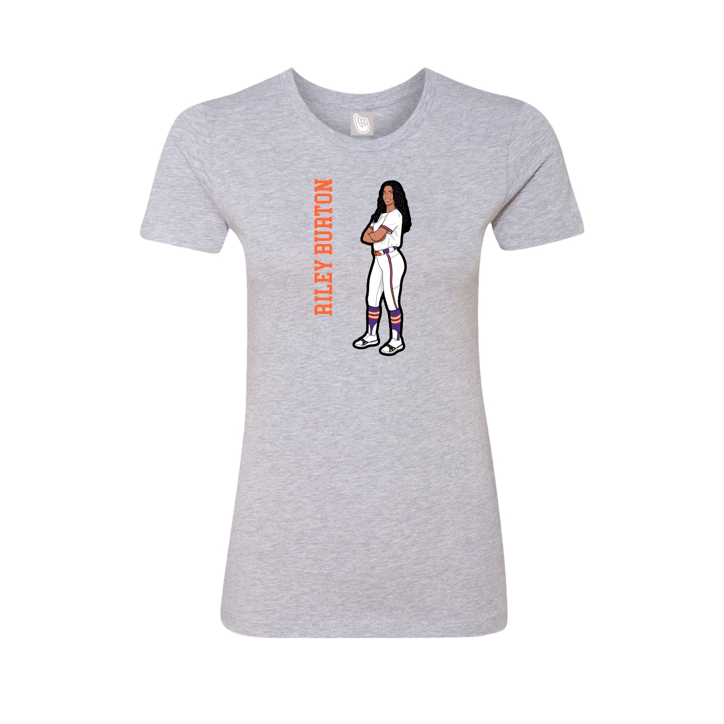Fitted Women's Tee — Name Vertical in Grey