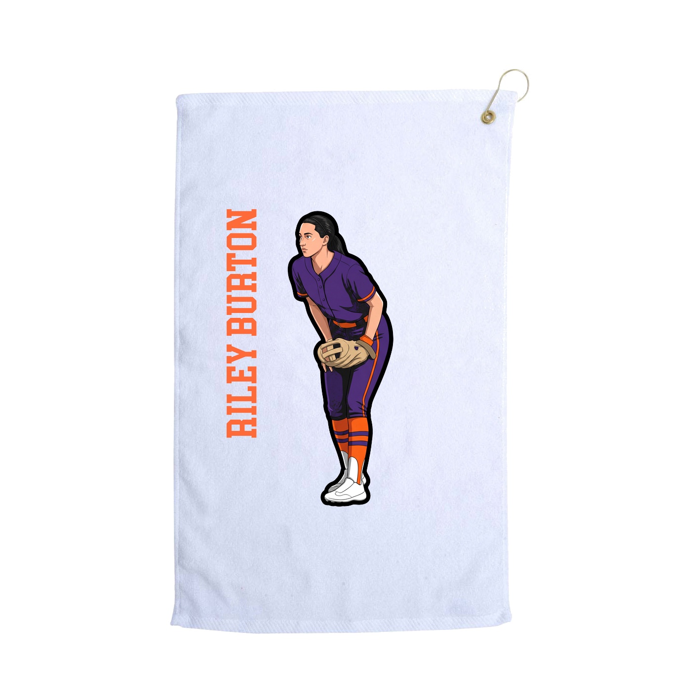 Golf Towel — Name Vertical in White