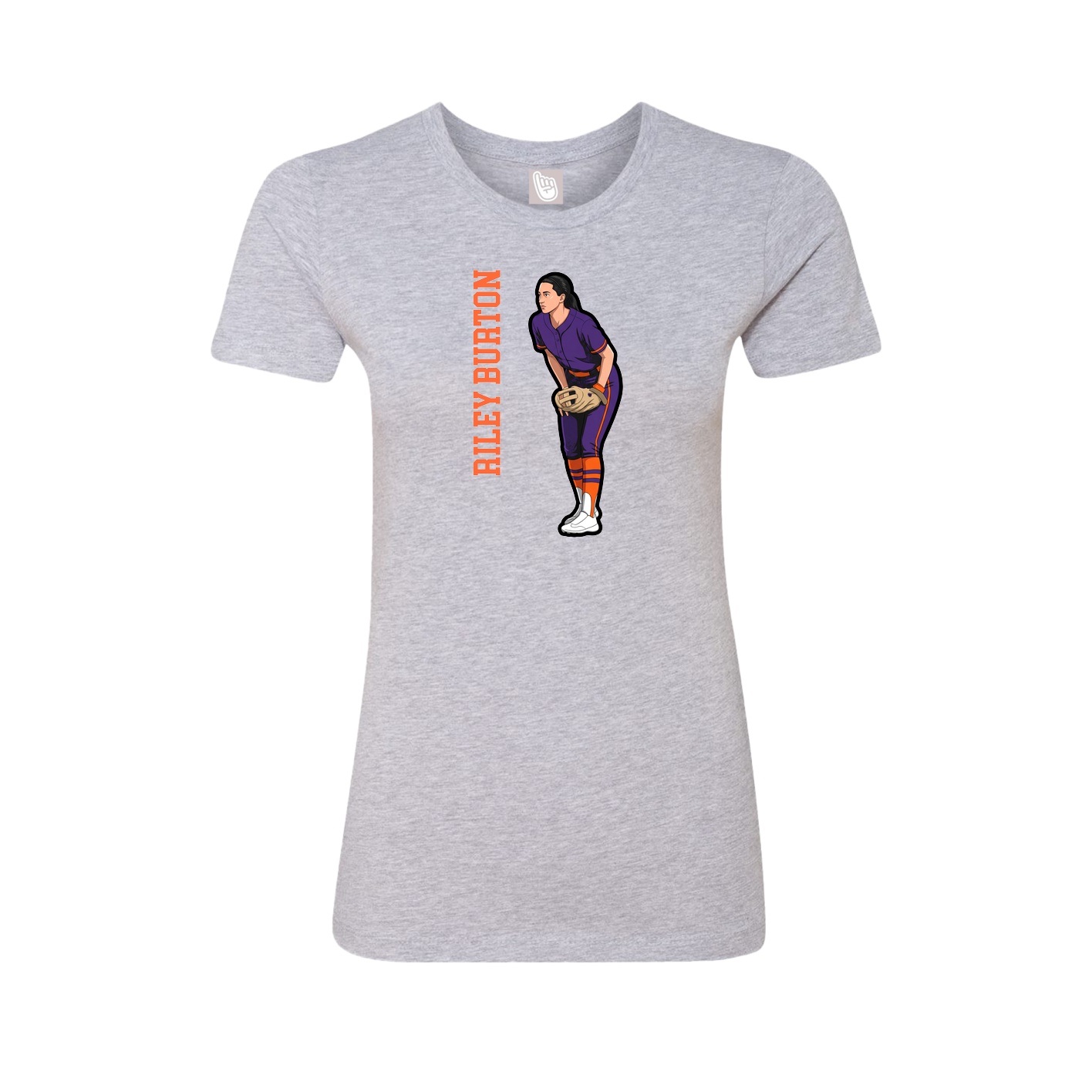 Fitted Women's Tee — Name Vertical in Grey