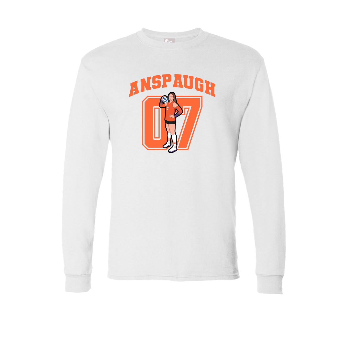 Long Sleeve Tee — Number in White