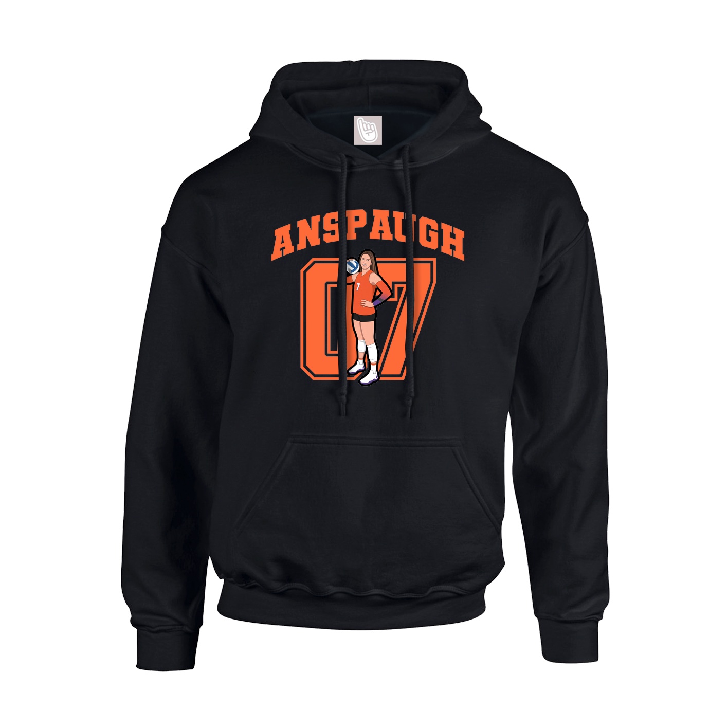 Youth Hoodie — Number in Black