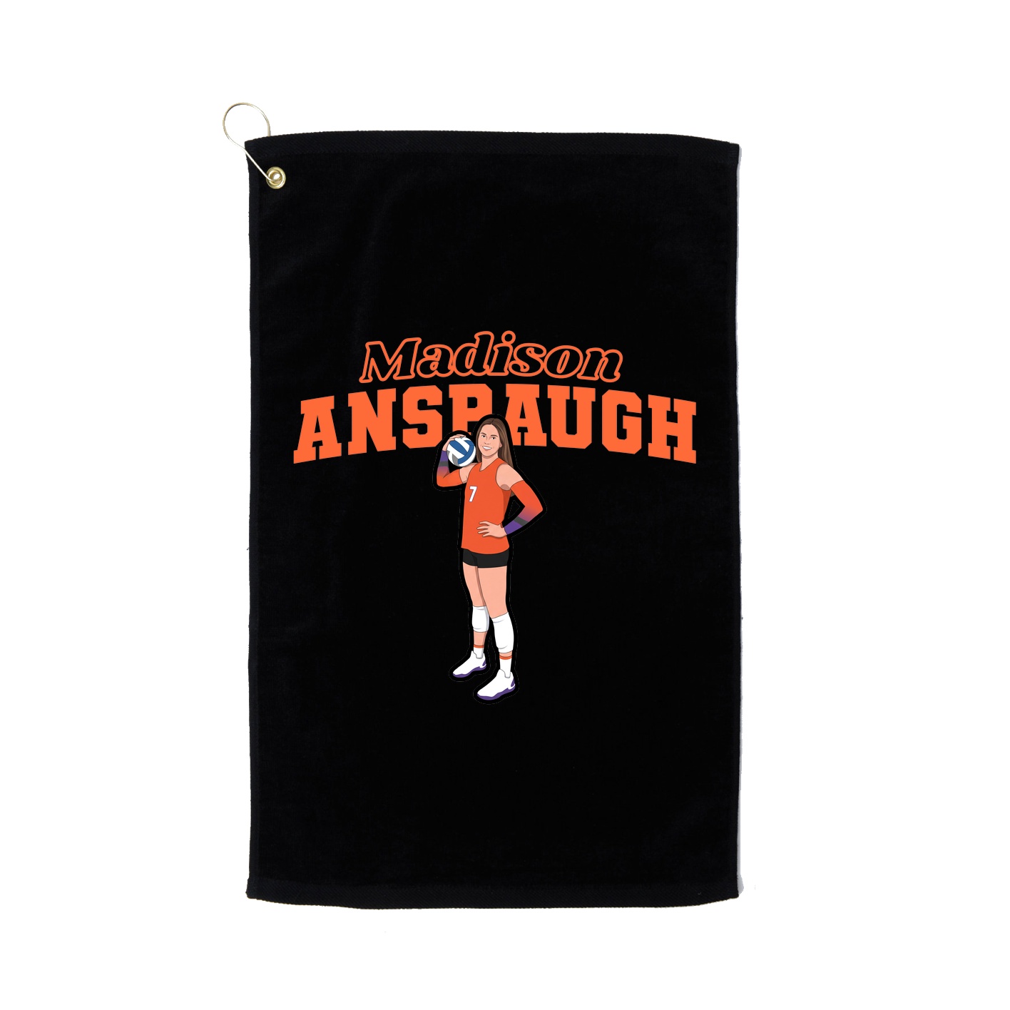 Golf Towel — Name Arch in Black