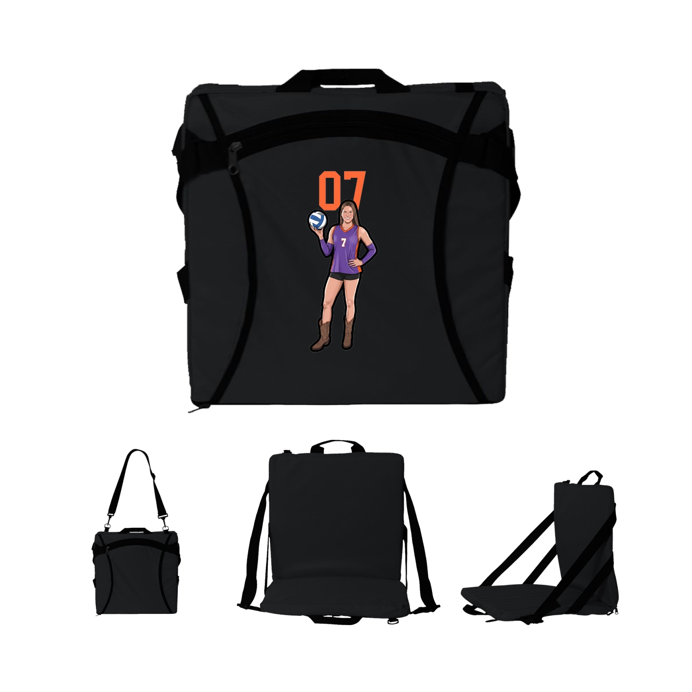 Folding Stadium Seat — Number Top in Black