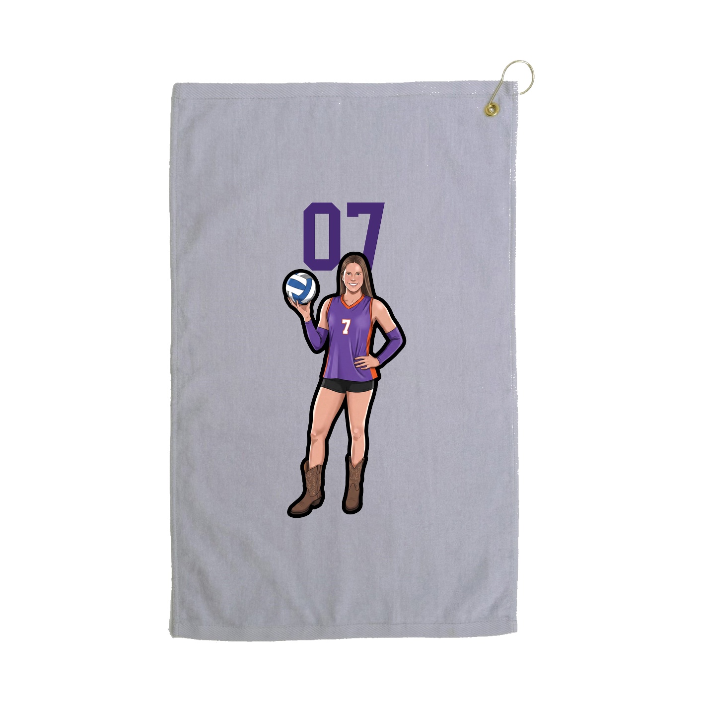 Golf Towel — Number Top in Grey
