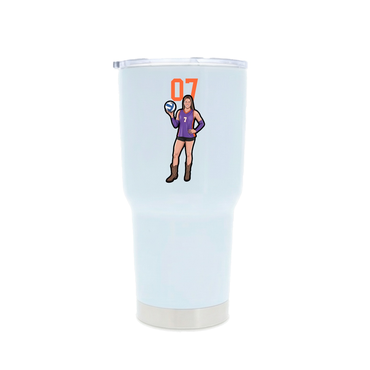 30oz Stainless Steel Tumbler — Number Top in White