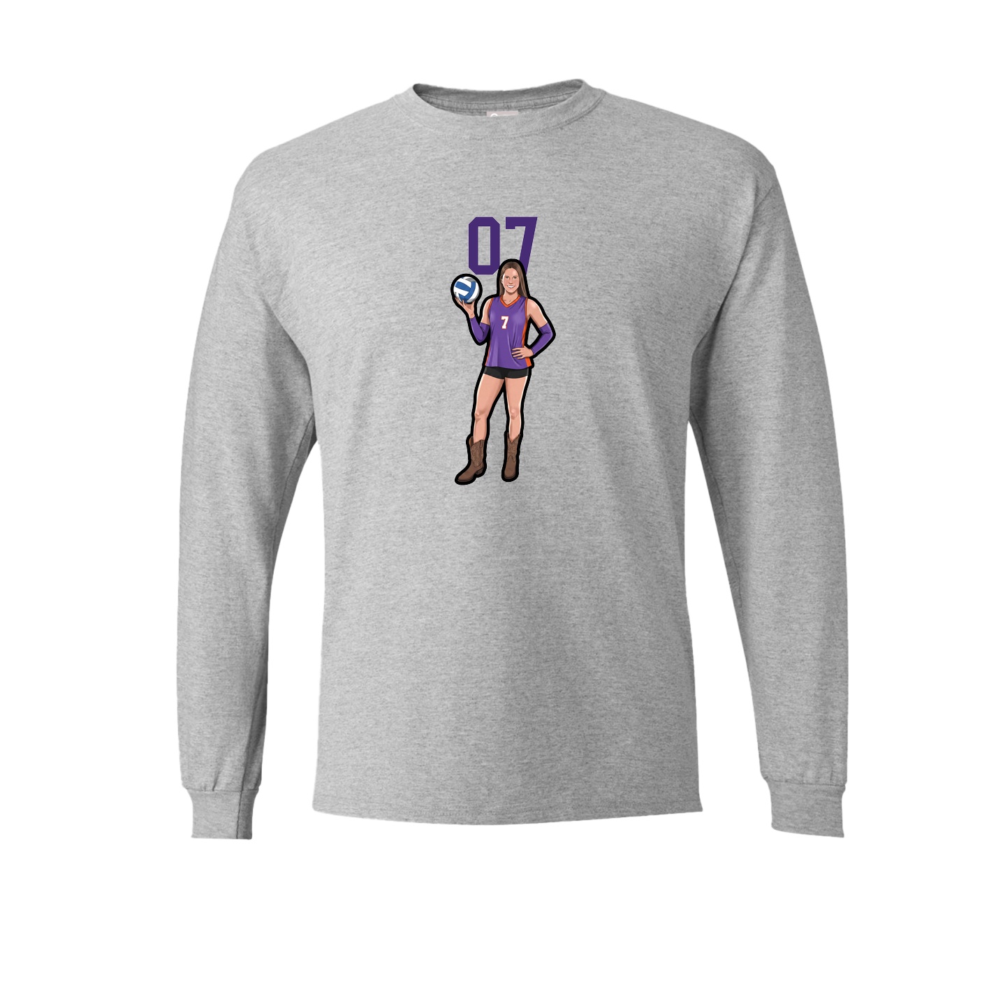 Long Sleeve Tee — Number Top in Grey