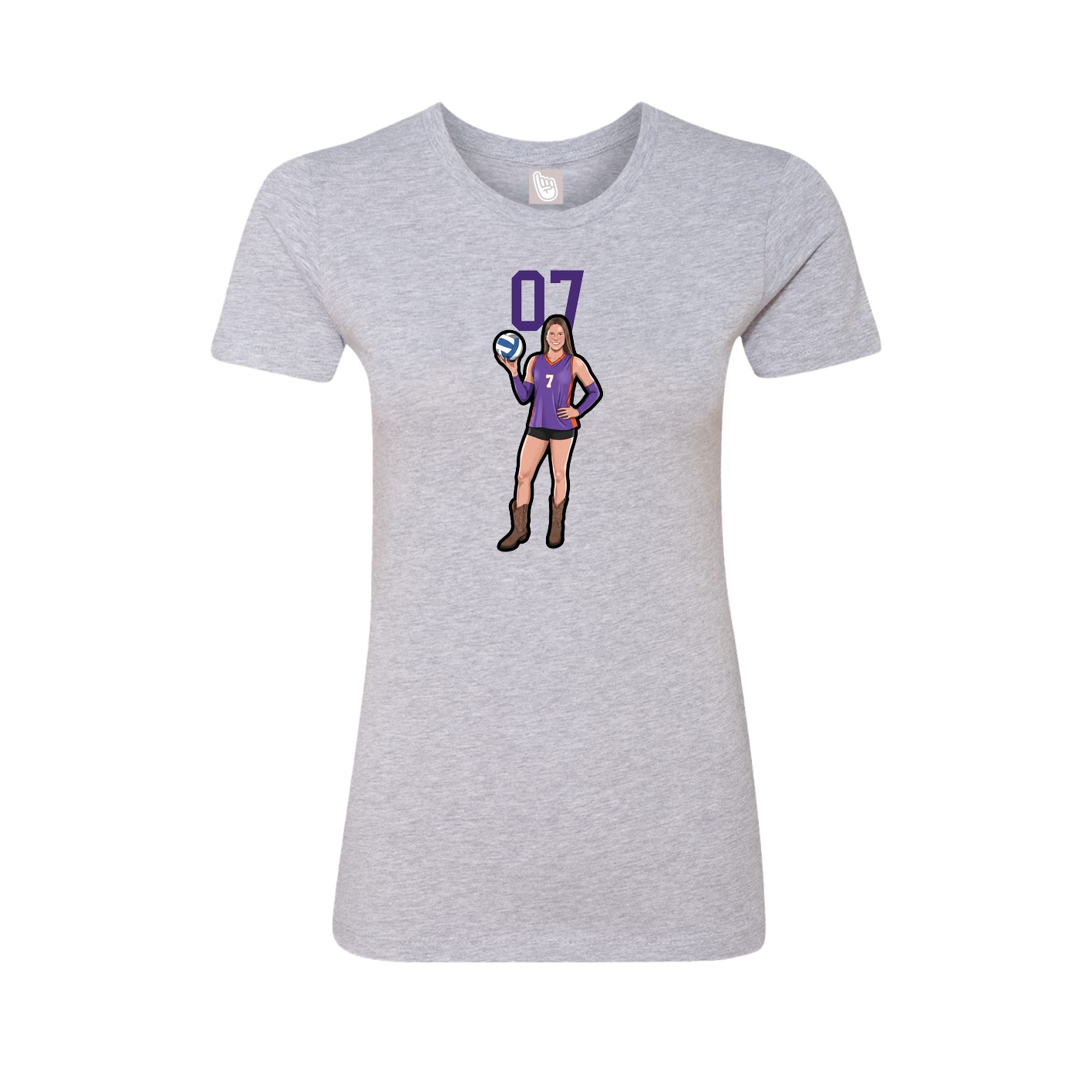 Fitted Women's Tee — Number Top in Grey