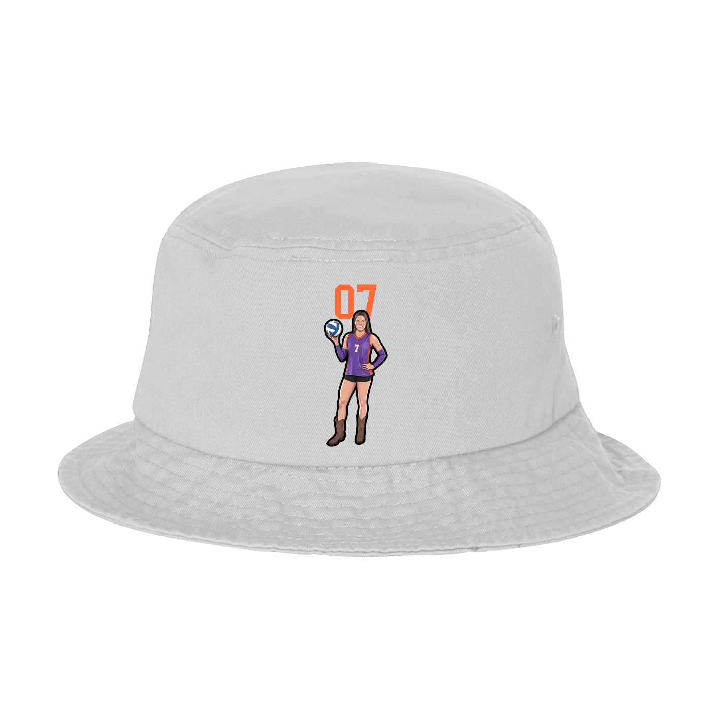 Bucket Cap — Number Top in White