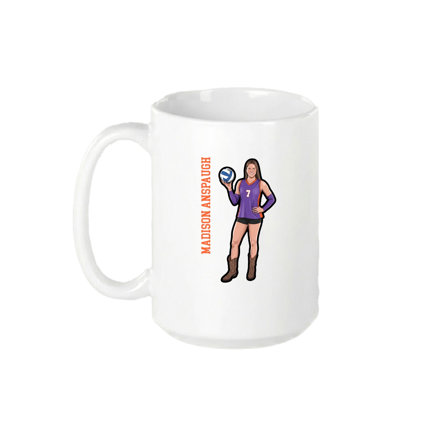15oz Coffee Mug — Name Vertical in White
