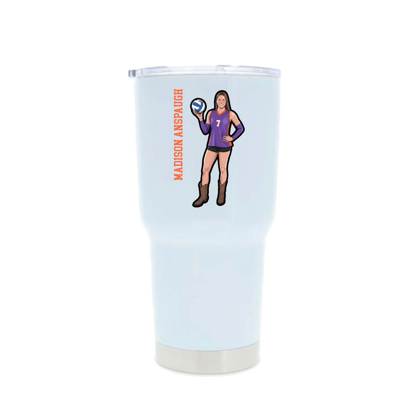 30oz Stainless Steel Tumbler — Name Vertical in White