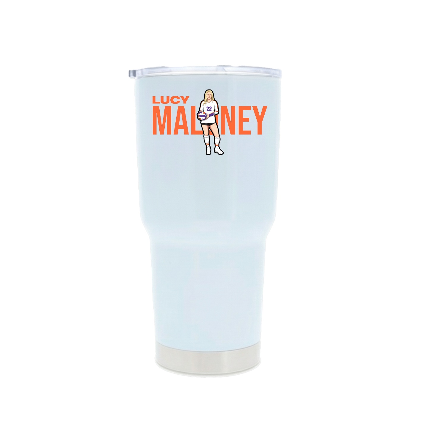 30oz Stainless Steel Tumbler — Player Name in White