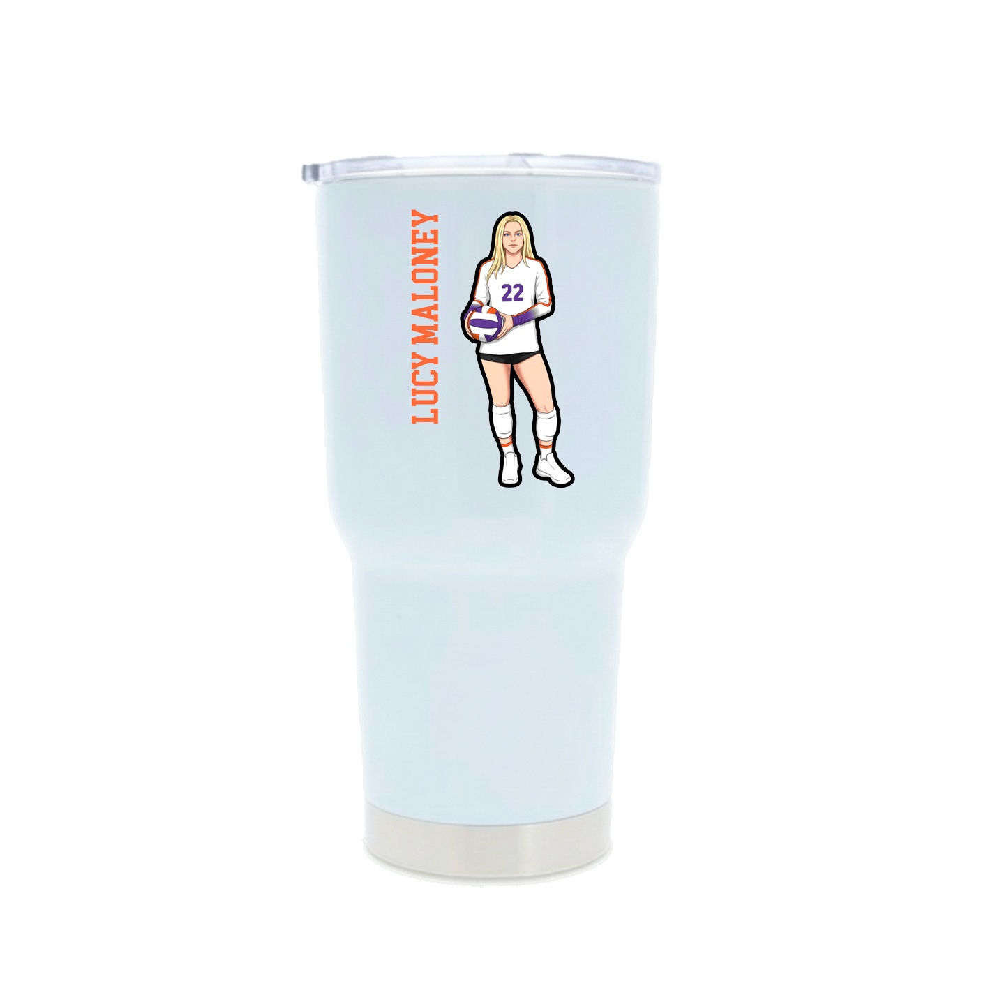 30oz Stainless Steel Tumbler — Name Vertical in White