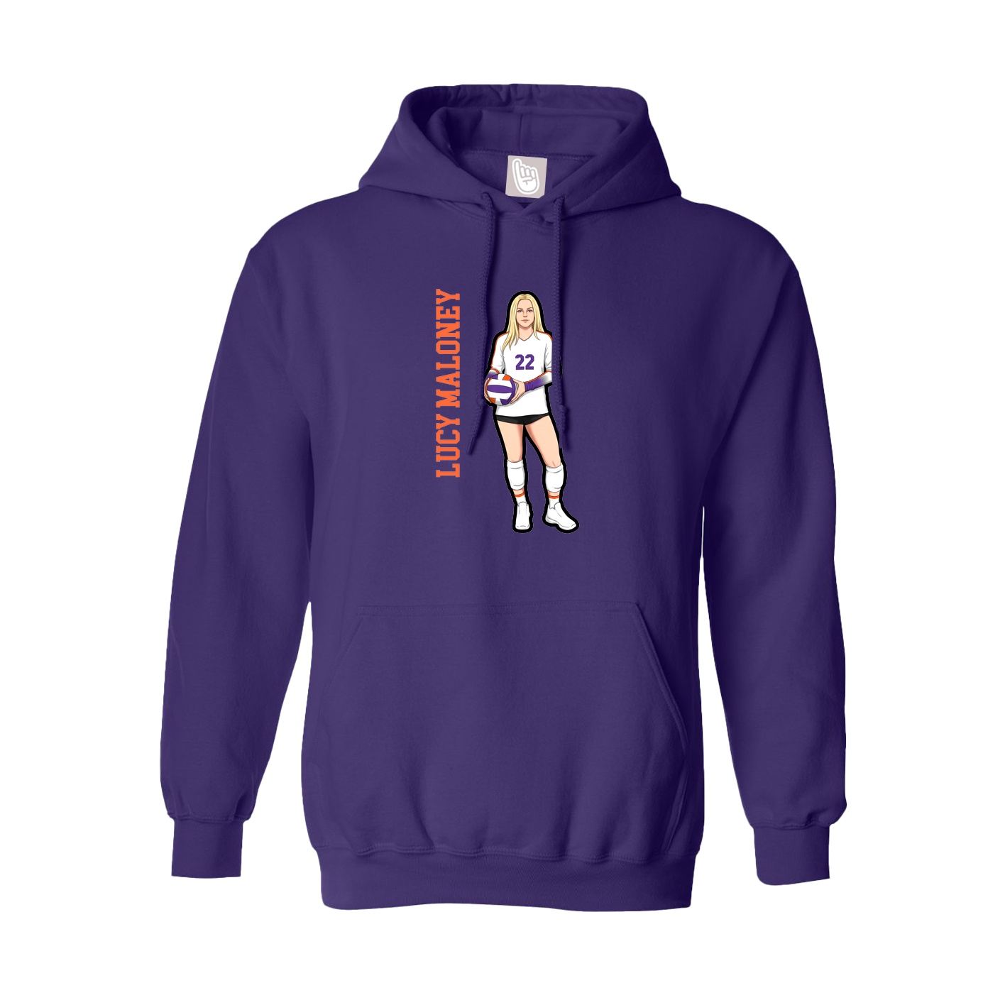 Hoodie — Name Vertical in Purple