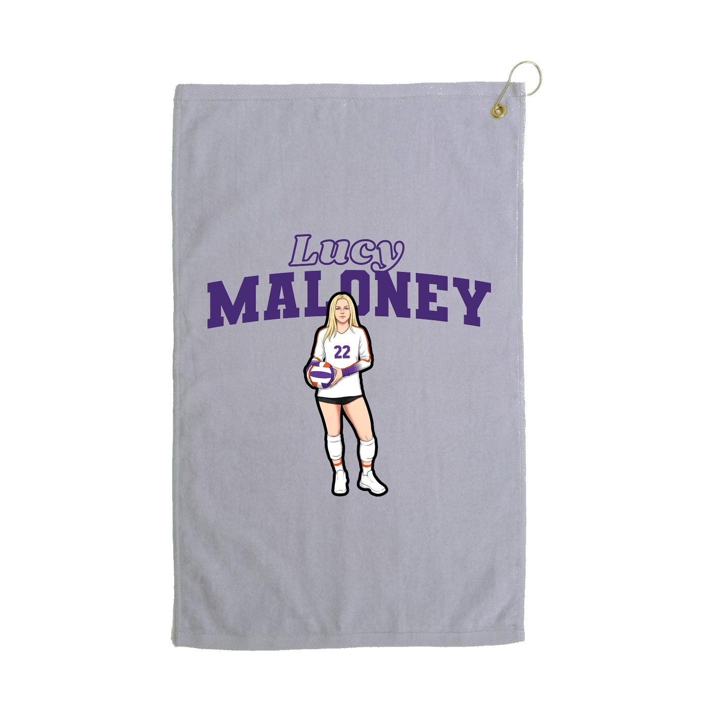 Golf Towel — Name Arch in Grey