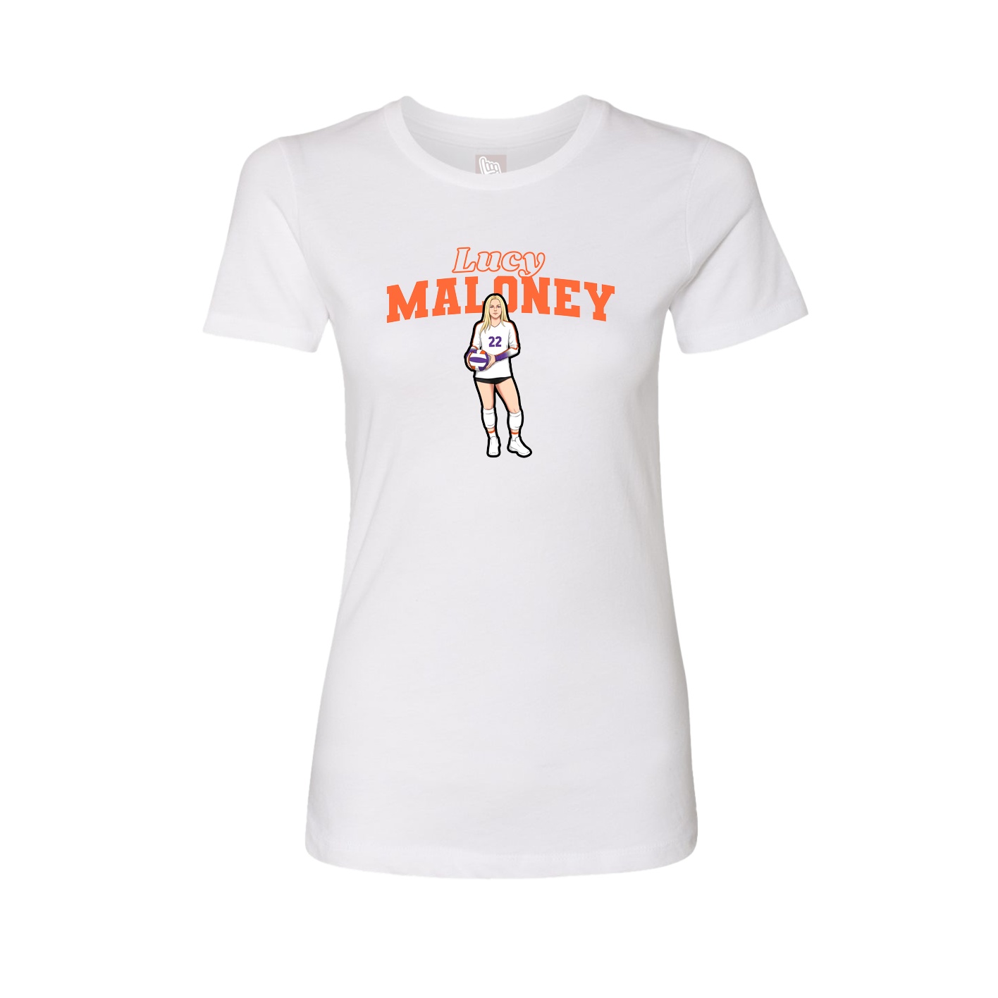 Fitted Women's Tee — Name Arch in White