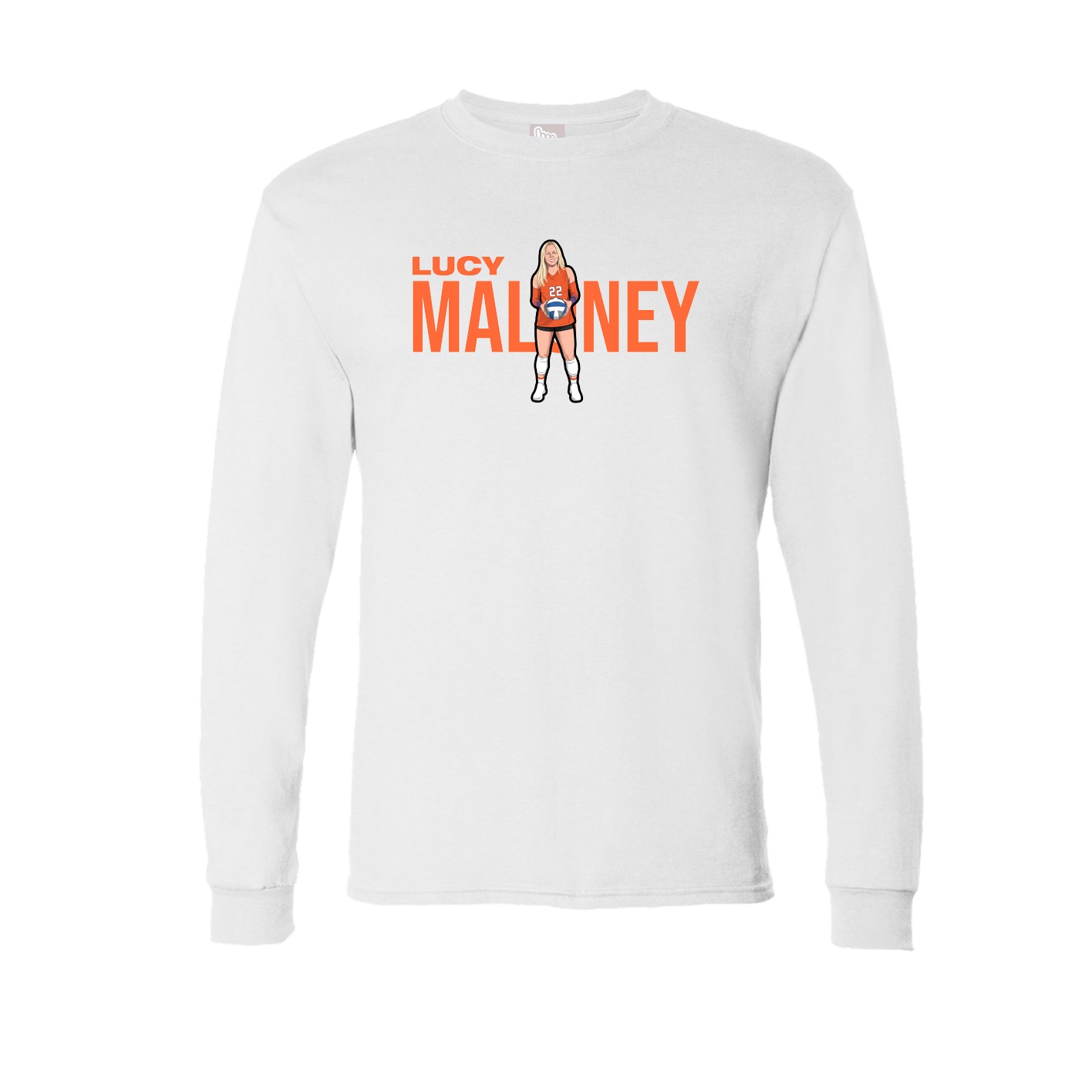 Long Sleeve Tee — Player Name in White