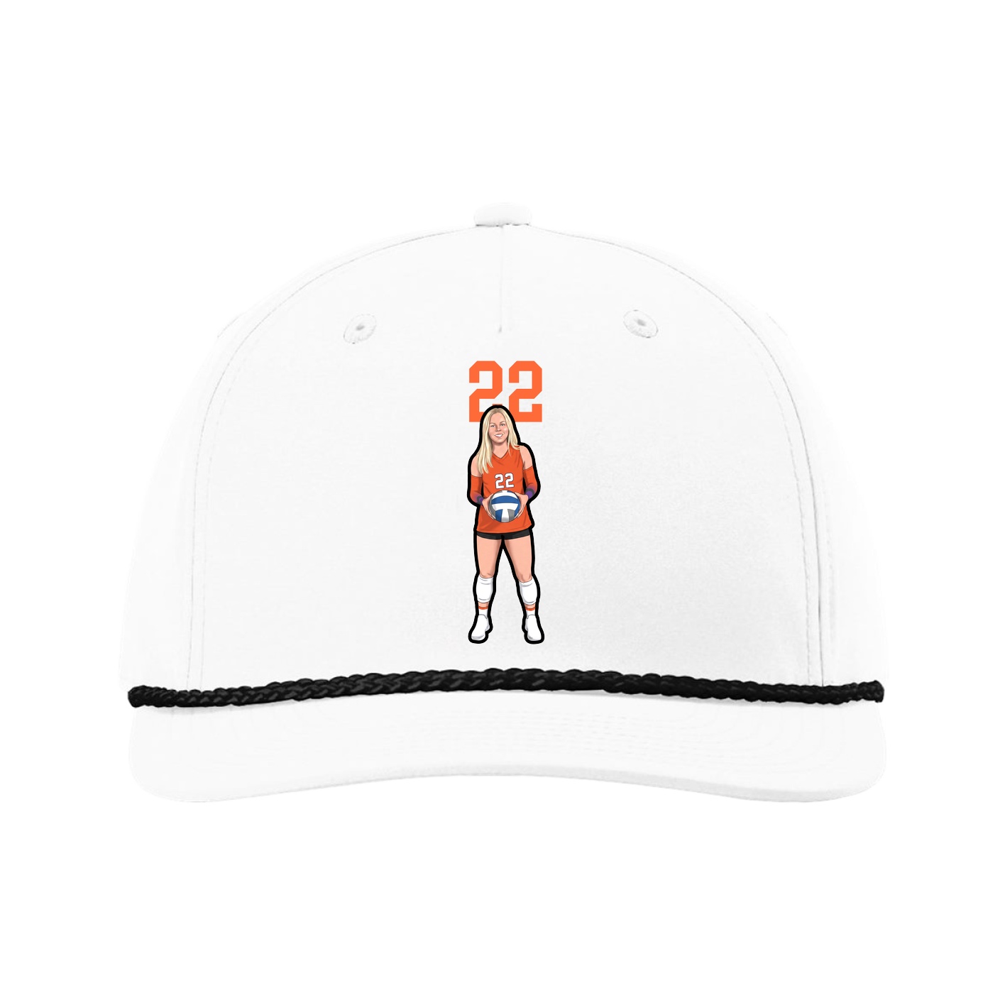 Five-Panel Classic Rope Cap — Number Top in White