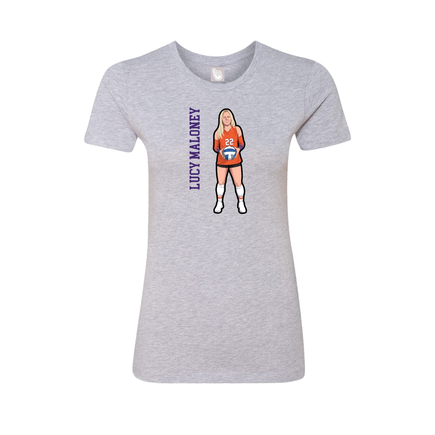 Fitted Women's Tee — Name Vertical in Grey