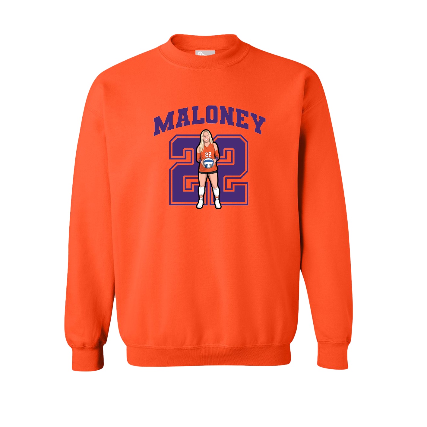 Fleece Crew — Number in Orange