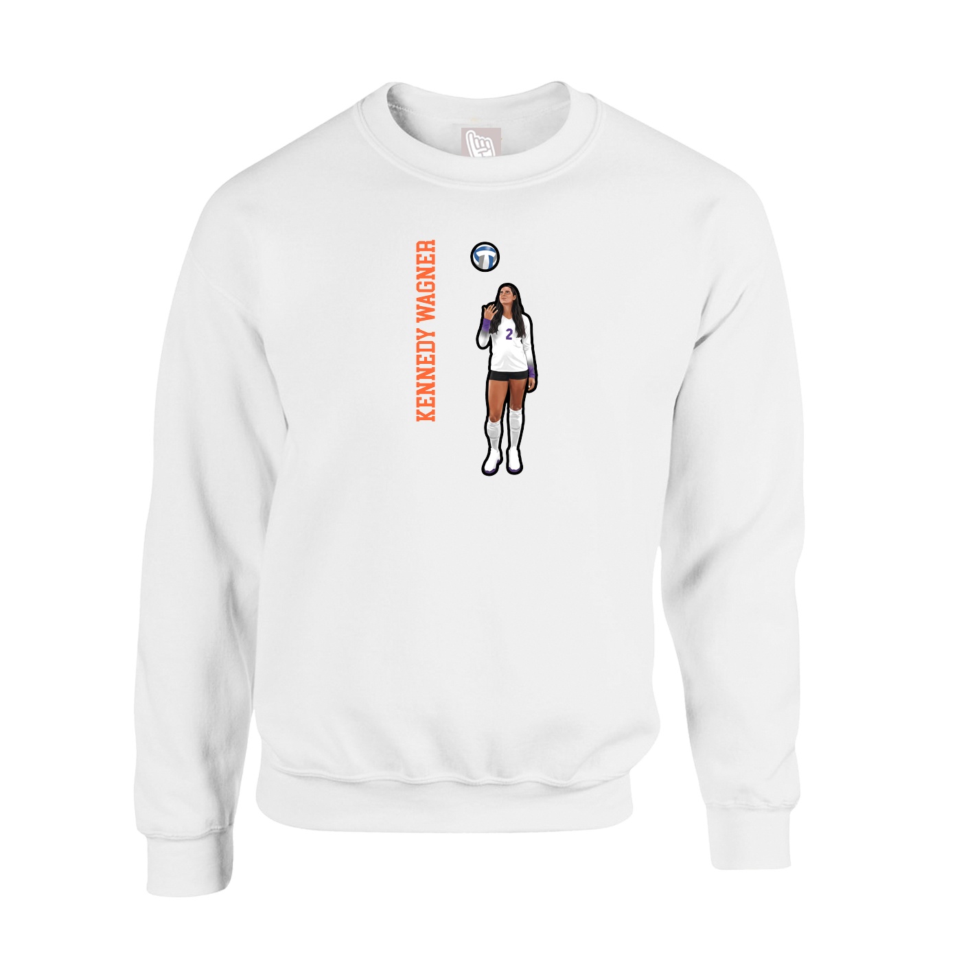 Fleece Crew — Name Vertical in White