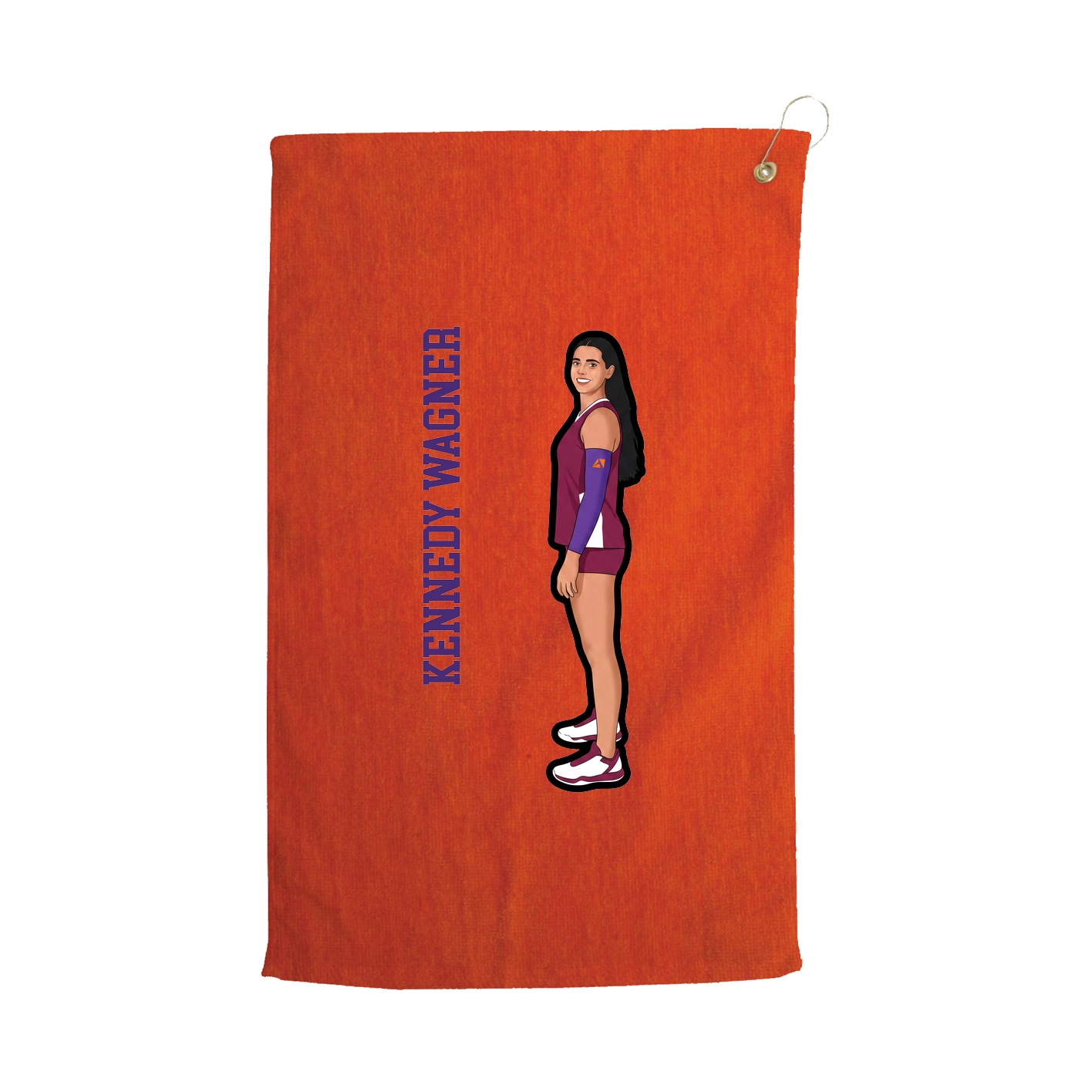 Golf Towel — Name Vertical in Orange